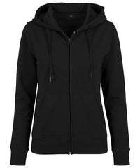 Build Your Brand Women's Terry Zip Hoodie - Black