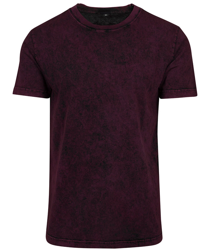 Build Your Brand Acid Washed Tee - Berry/Black