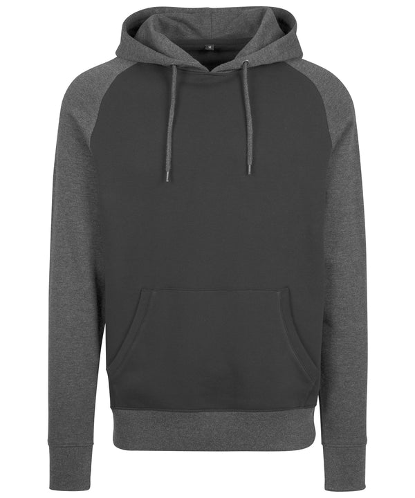 Build Your Brand Raglan Hoodie - Black/Charcoal