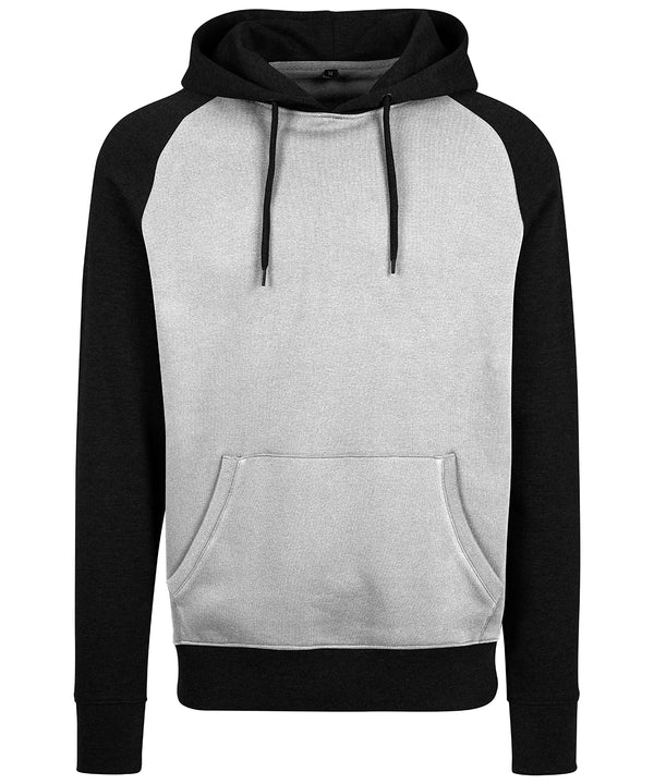 Build Your Brand Raglan Hoodie - Grey/Black