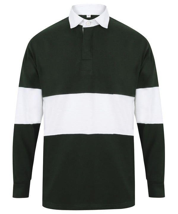 Front Row Panelled Rugby Shirt - Bottle/White