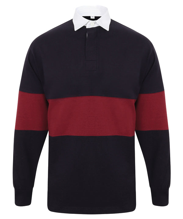 Front Row Panelled Rugby Shirt - Navy/Burgundy