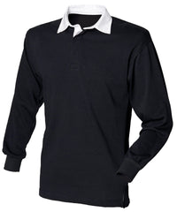 Front Row Long Sleeve Plain Rugby Shirt - Black/White*