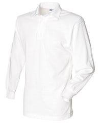Front Row Long Sleeve Plain Rugby Shirt - White/White