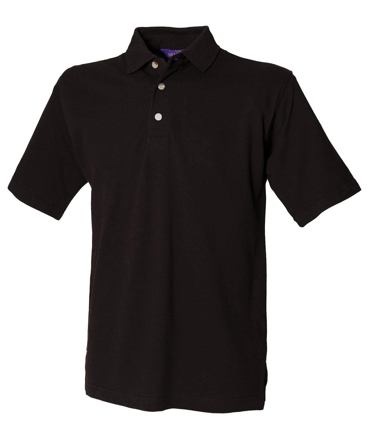 Henbury Classic Cotton Piqué Polo with Stand-up Collar - Black*†