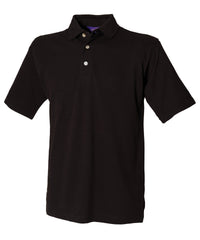 Henbury Classic Cotton Piqué Polo with Stand-up Collar - Black*†