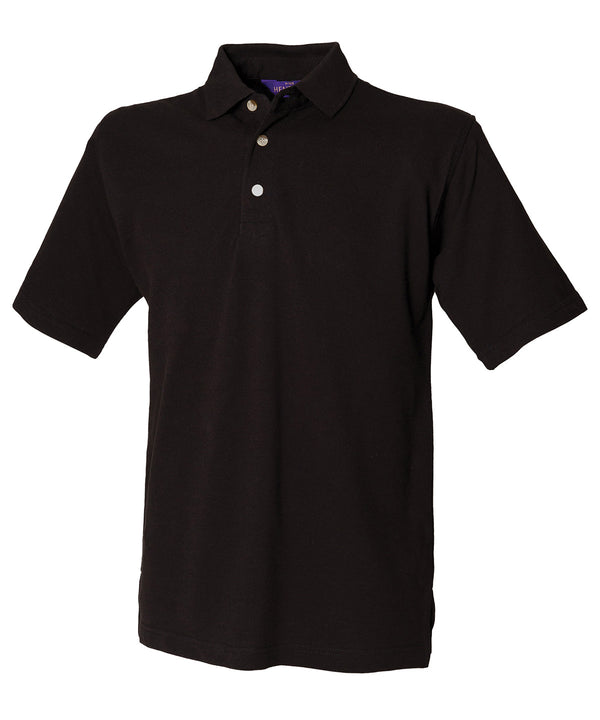 Henbury Classic Cotton Piqué Polo with Stand-up Collar - Black*†