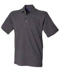 Henbury Classic Cotton Piqué Polo with Stand-up Collar - Charcoal