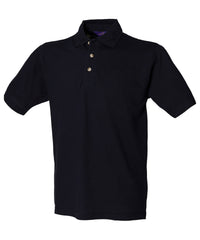 Henbury Classic Cotton Piqué Polo with Stand-up Collar - Navy*†