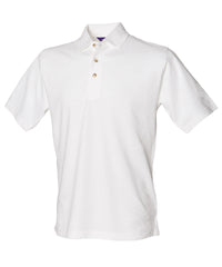 Henbury Classic Cotton Piqué Polo with Stand-up Collar - White*†