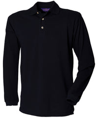 Henbury Long Sleeve Cotton Polo Shirt - Navy