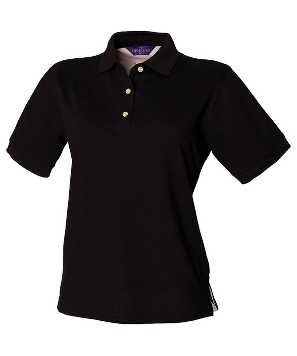 Henbury Women's Classic Cotton Piqué Polo Shirt - Black