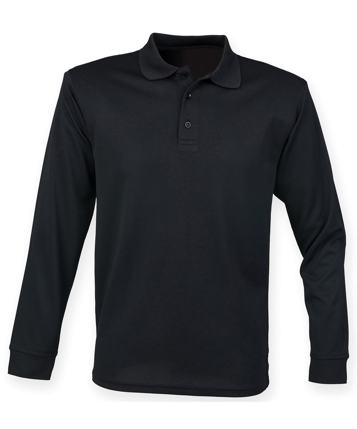 Henbury Long Sleeve Coolplus® Polo Shirt - Black*