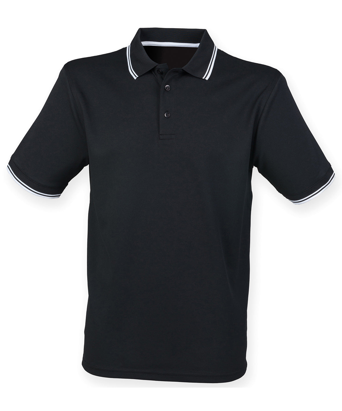 Henbury Double Tipped Coolplus® Polo Shirt - Black/White