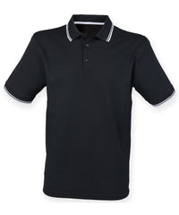 Henbury Double Tipped Coolplus® Polo Shirt - Black/White