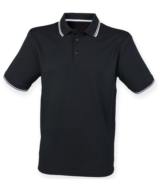 Henbury Double Tipped Coolplus® Polo Shirt - Black/White