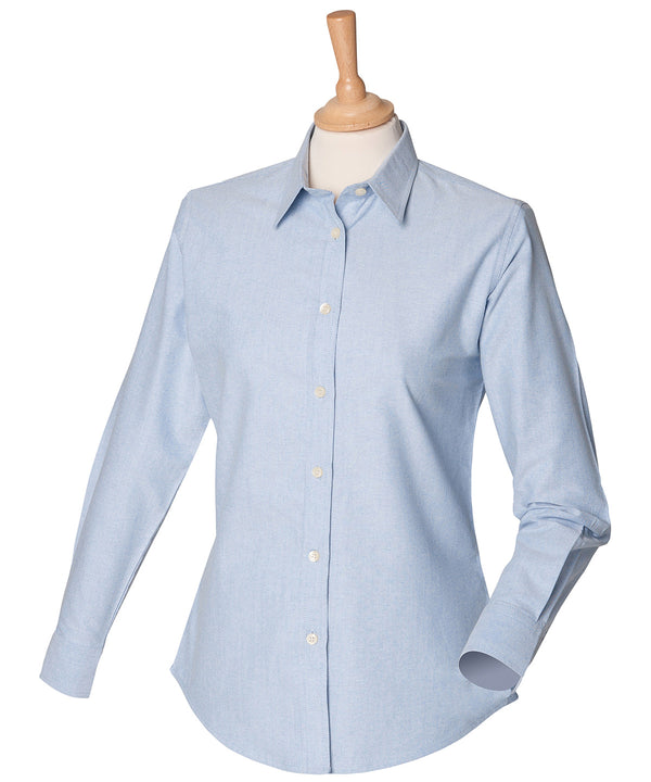 Henbury Women's Classic Long Sleeve Oxford Shirt - Blue