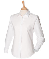 Henbury Women's Classic Long Sleeve Oxford Shirt - White