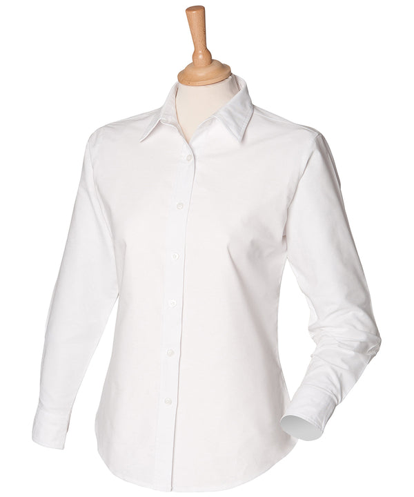 Henbury Women's Classic Long Sleeve Oxford Shirt - White