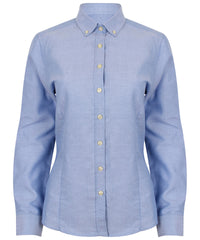 Henbury Women's Modern Long Sleeve Oxford Shirt - Blue