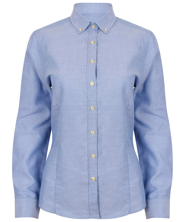 Henbury Women's Modern Long Sleeve Oxford Shirt - Blue
