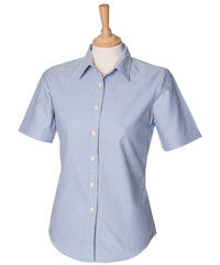 Henbury Women's Short Sleeve Classic Oxford Shirt - Blue*