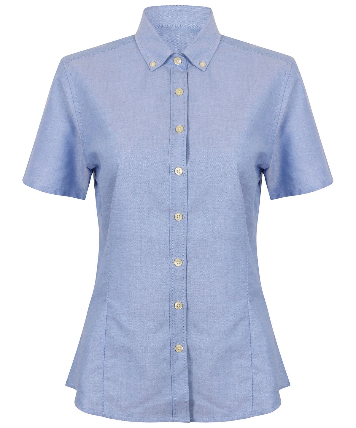 Henbury Women's Modern Short Sleeve Oxford Shirt - Blue