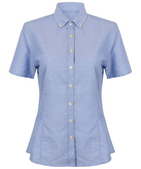 Henbury Women's Modern Short Sleeve Oxford Shirt - Blue