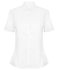 Henbury Women's Modern Short Sleeve Oxford Shirt - White