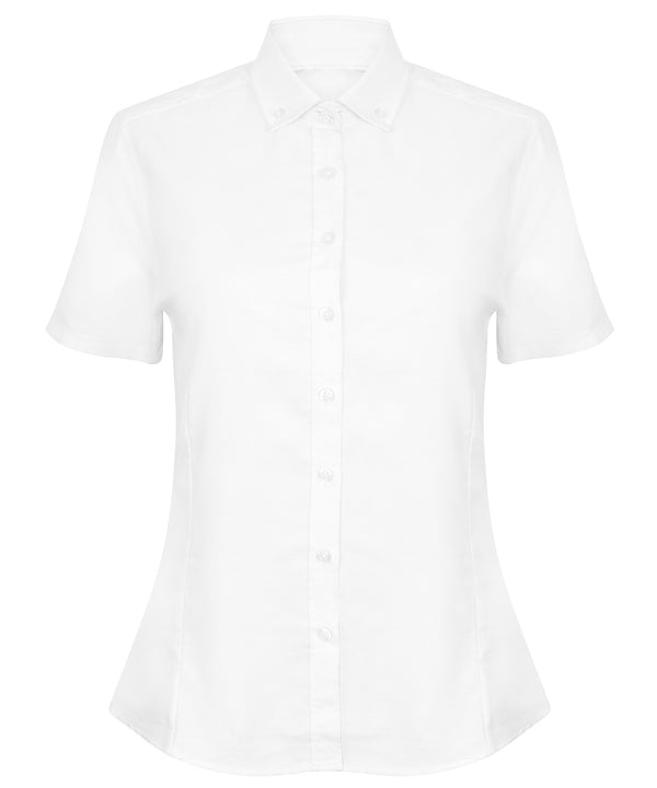 Henbury Women's Modern Short Sleeve Oxford Shirt - White
