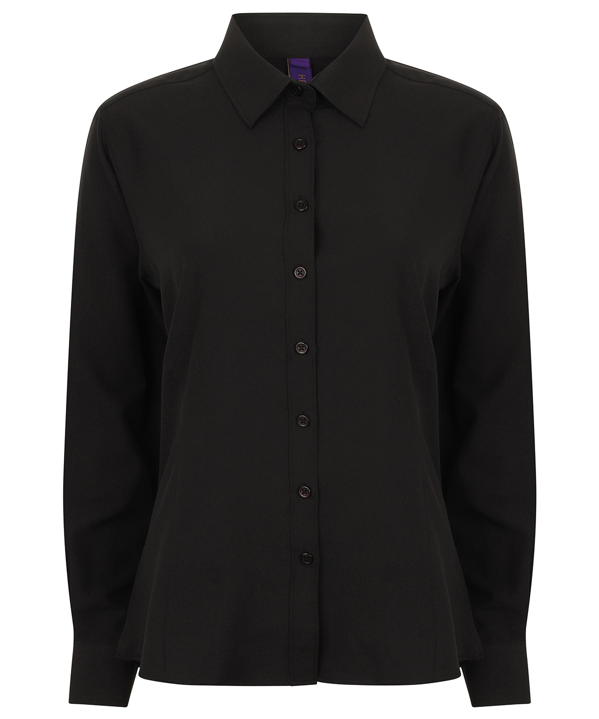 Henbury Women's Wicking Antibacterial Long Sleeve Shirt - Black