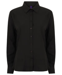 Henbury Women's Wicking Antibacterial Long Sleeve Shirt - Black