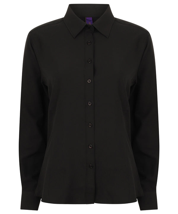 Henbury Women's Wicking Antibacterial Long Sleeve Shirt - Black