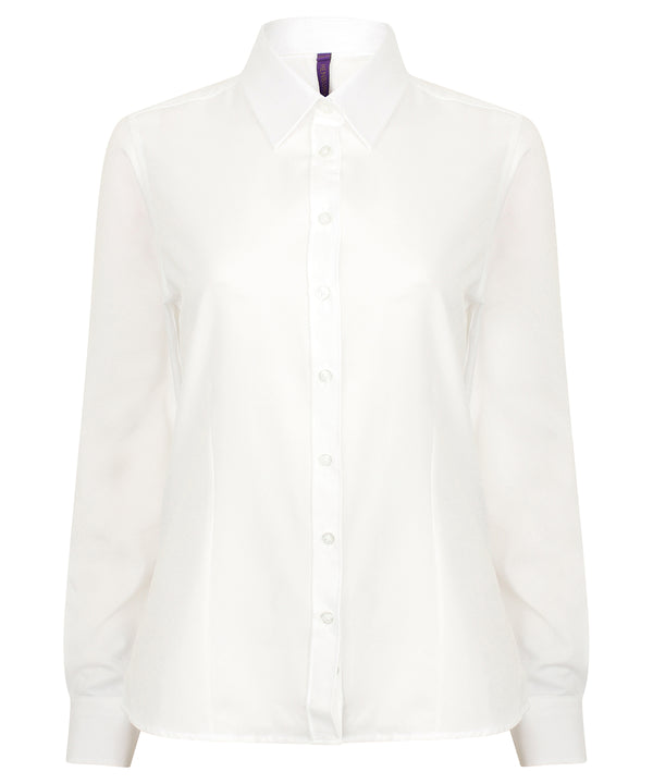 Henbury Women's Wicking Antibacterial Long Sleeve Shirt - White