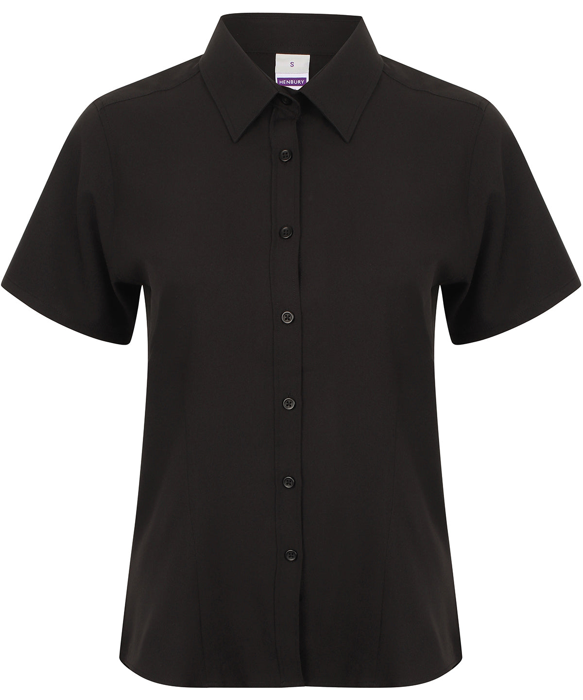 Henbury Women's Wicking Antibacterial Short Sleeve Shirt - Black
