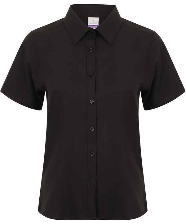 Henbury Women's Wicking Antibacterial Short Sleeve Shirt - Black