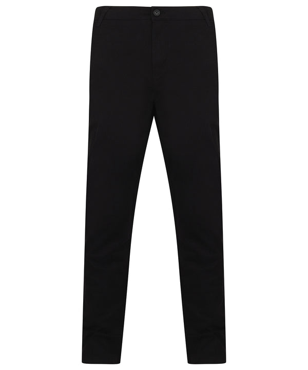 Henbury Stretch Chinos with Flex Waistband - Black