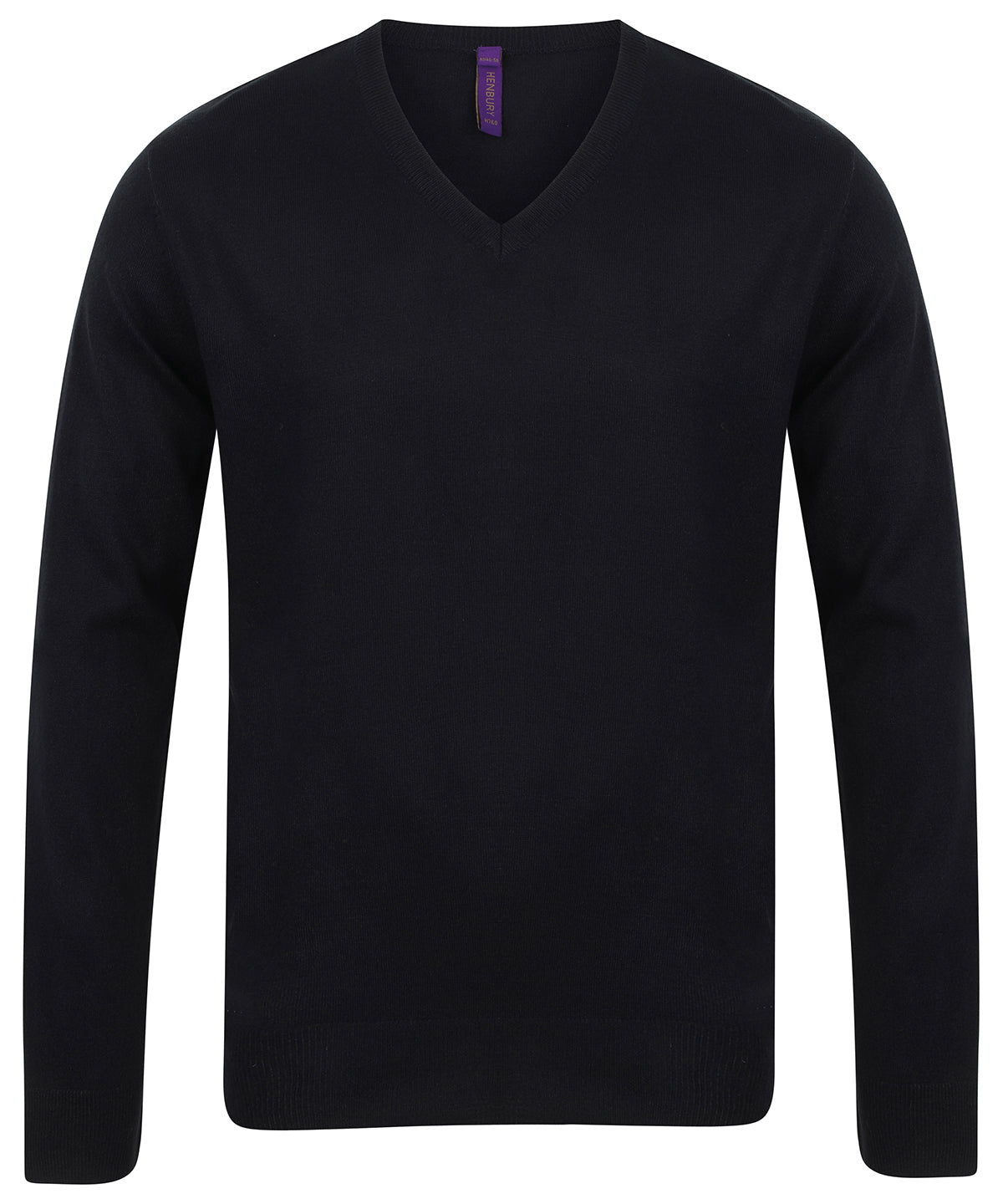 Henbury 12 Gauge V-neck Jumper - Black