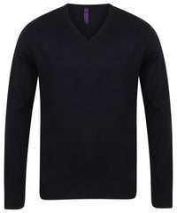 Henbury 12 Gauge V-neck Jumper - Black