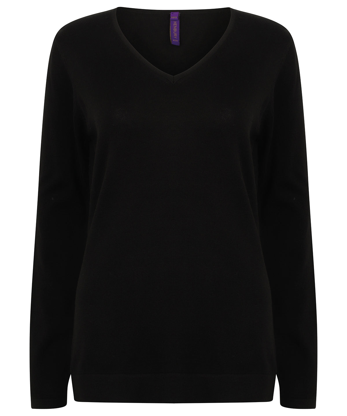 Henbury Women's 12 Gauge V-neck Jumper - Black