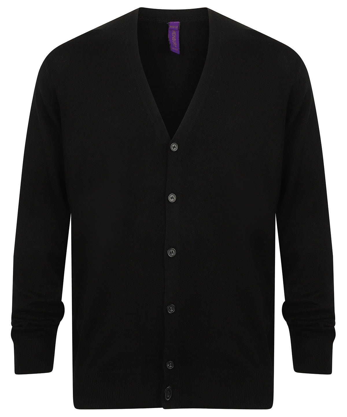 Henbury V-button Cardigan - Black