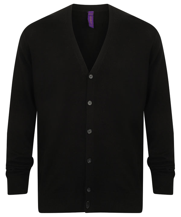Henbury V-button Cardigan - Black