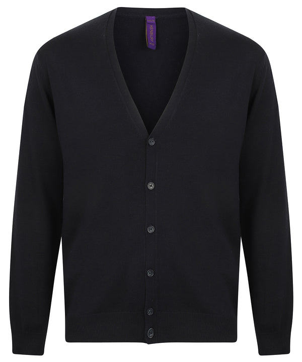 Henbury V-button Cardigan - Navy