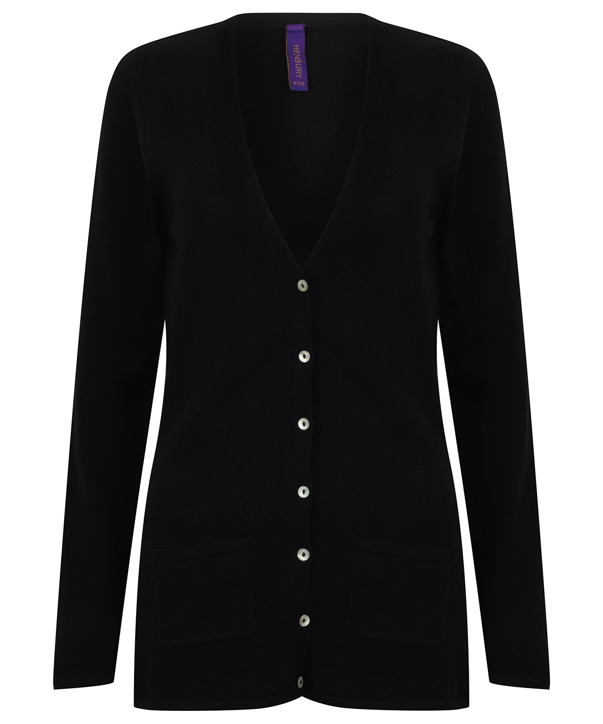 Henbury Women's V-button Cardigan - Black