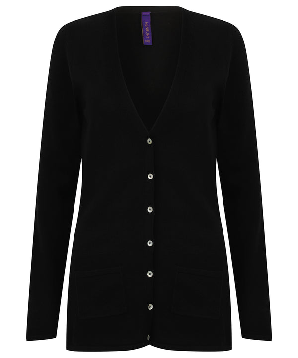 Henbury Women's V-button Cardigan - Black