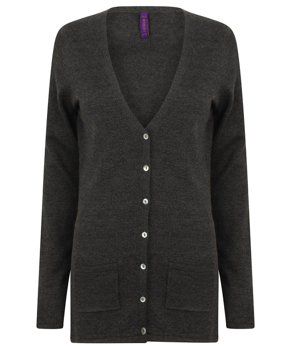 Henbury Women's V-button Cardigan - Grey Marl