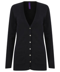 Henbury Women's V-button Cardigan - Navy