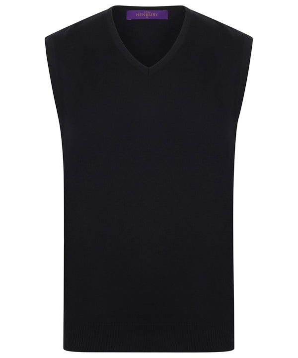 Henbury Sleeveless V-neck Jumper - Black