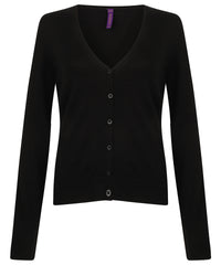 Henbury Women's V-neck Cardigan - Black