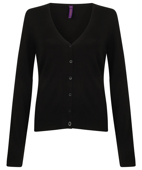 Henbury Women's V-neck Cardigan - Black